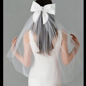 Wedding bridal bow tulle veil
